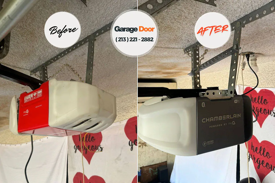 Before and after: garage door repair Oswego, KS